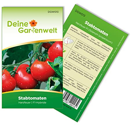 Stabtomaten Harzfeuer F1 Samen - Solanum lycopersicum - Tomatensamen - Gemüsesamen - Saatgut für 15 Pflanzen