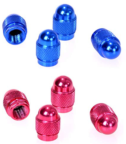 HAC24 8er Set Ventilkappen Aluminium Blau Pink Auto PKW Alu Ventil Kappen Metallventilkappen Ventilzierkappen Ventildeckel
