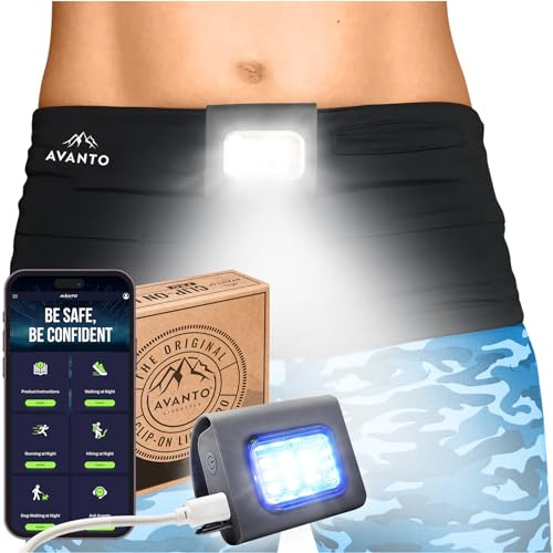 AVANTO PRO Magnetic Running Light – 300 Lumen Rechargeable Clip-On Safety Light for Runners, Night Walking & Dog Walking – Hands-Free Floodlight with SOS Mode, Waterproof, Ultra-Bright and Wearable