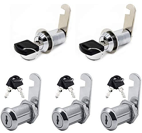Cerraduras de seguridad solo 5 unids, Cam Lock Plata, 30 mm, Llaves diferentes para cada cerradura, buzón, gabinete, taquilla, oficina
