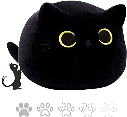 Tittaty Schwarze Katze Plüschtier Katze Kuscheltier Weiches Stofftier Kopfkissen Plüsch Kissen Christmas Toy Weihnachten Geburtstagsfeier Geschenke Dekoration (40 * 28cm) | Geschenk Zimmer Deko