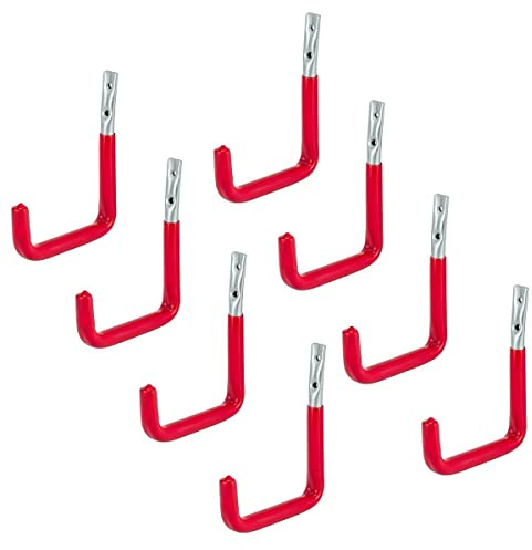 siwitec Wandhaken U-Form 214 x 155 x 90 x 112 mm rot gummiert, 8er-Set, Schwerlsthaken, Tragkraft 37 kg