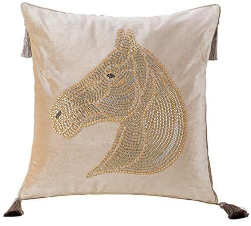 Beige Wurfkissen Samt, Schmetterling Diamant Dekor Wurfkissen Füllstoff Heimdekoration Rücken Lendenwirbelstütze Kissen für Autositz, Sofa, Schlafzimmer, 45 x 45 cm