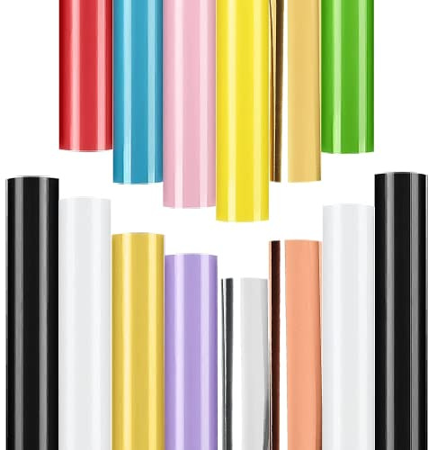 Lya Vinyl Vinylfolie Plotter 14 Stück Glänzendes Plotterfolie Vinyl für Cricut für DIY-Geschenke, Tasse, Fenster, Keramik, Kunststoff