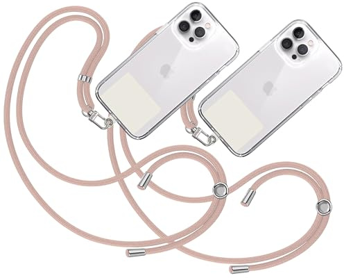 TBOC 2 x band mobiltelefonkedja nyckelband kedja mobiltelefonsnöre [naken rosa] för att hänga nacken universal för mobiltelefon med [vit Ice] dyna mobiltelefon band lapp karbinhake mobiltelefon snodd nyckelband