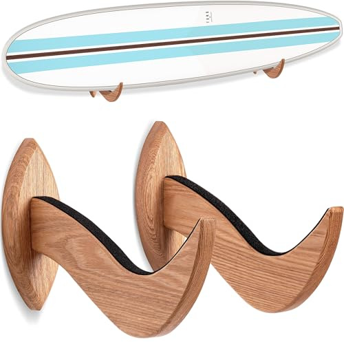 Hang 11 Surfboard Wall Mount - Surf Board Wall Hangers, Surfboard Mount, Beautiful Sustainable Wooden Rack, Perfect to Display Your Board, Surf Racks, Horizontal Hanger, Surfing Accessories (Clear)