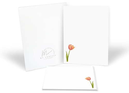 Me Loovely Tulip Letter Writing Paper and Envelopes Set Stationery Supplies for School Home & Office | (10 Letters, & 10 Envelopes with Gift Envelope)