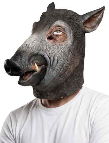 Maskworld Wildschwein Maske aus Latex - Vollmaske als Verkleidung für Halloween, Karneval & Motto-Party