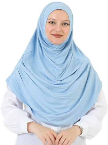 Prien Lungo Hijab Per Le Donna, Ready To Wear Sciarpa, Morbida Foulard Musulmano Per La Preghiera, Donne Hijab, Vestiti Islamico, Jersey Abaya (Azzurro Chiaro)