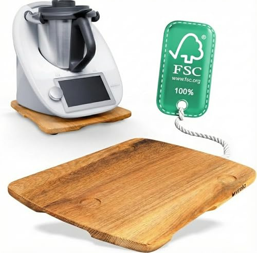 Virelia Gleitbrett für Thermomix TM6 TM5 | FSC-Zertifiziertes Eichenholz | Rollbrett für Thermomix | Müheloses Verschieben | Hochwertiges Zubehör für Thermomix