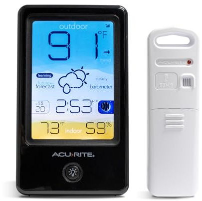 AcuRite Vertical Color Weather Station with Hyperlocal Forecast, Indoor/Outdoor Temperature, Outdoor Humidity, Time/Date, and Moon Phase (00505)