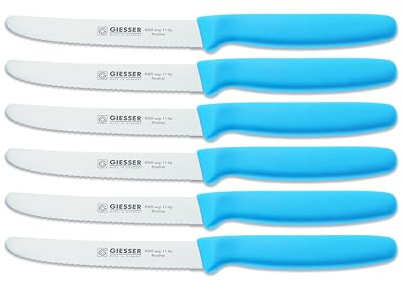6er Set Giesser Messer 11 cm Welle hellblau Tomaten Tafel Tisch Universalmesser