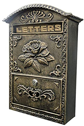 Cassetta postale all'aperto Retro Vintage European Ghisa in Ghisa Casella di posta Parete Casella postale Secure Letterbox esterni fuori cassette postali (Bronzo)