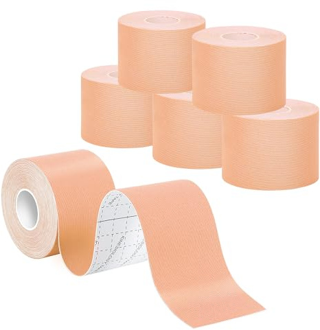 Helterfolg Kinesiologie Tape, Kinesio Tape, wasserdicht, hypoallergen, atmungsaktiv Sport Tape, Muskelunterstützung, 5 m x 5 cm pro Rolle (6 Rollen, Beige)