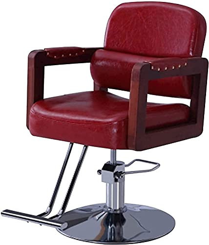 Hydraulischer Stuhl für Unternehmen oder Zuhause, Beauty-Stuhl, hydraulischer Friseurstuhl mit Liegefunktion für Friseure, hydraulischer Friseur-Styling-Stuhl (420 lbs) (Farbe: Rot) (Rot) (Rot)