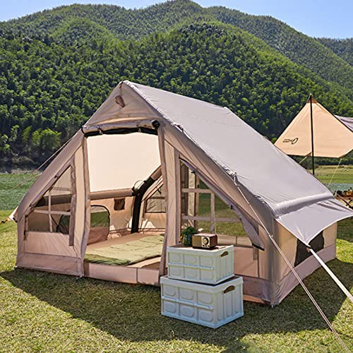 Miuxe Aufblasbares Campingzelt Mit Pumpe, Große Outdoor Jurte Zelte Für Camping Wasserdicht Einfacher Aufbau - Canvas Hot Tents 4-8 Person Air Blow Up Tent Cabin - 4 Season Family Glamping Zelte