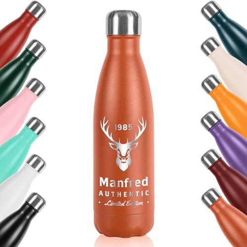 polar-effekt Gourde isotherme en acier inoxydable 500 ml, orange, avec gravure personnalisée, pour eau, café, thé et jus, convient aux boissons gazeuses