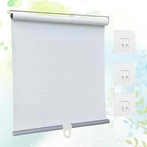 Verdunkelungsrollos Für Fenster,Sonnenschutzrollos,Sichtschutz Vorhänge,Thermorollo, Temporäre Jalousien Ohne Bohren,Einziehbarer Balkon Vorhang,Fensterrollo,Anpassbar,White-120 * 200cm(47 * 79in)