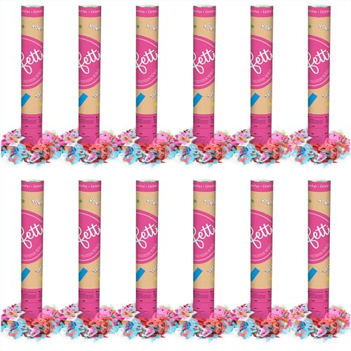 OH YEAH - 12 Unidades - Cañón Confeti Multicolor Papel - 30 cm - Fiestas y Celebraciones - Ideal para Bodas, Cumpleaños, Eventos y Despedidas - Gran Potencia de Alcance - FÁCIL DE USAR