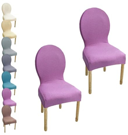 HHONGWYT Fundas Sillas Comedor Respaldo Redondo Altura 51CM Elasticas Fundas Sillas Cocina No Universales para Silla Madera Respaldo Ovalado Dining Room Chair Covers Cubiertas Sillas,A13,2PCS