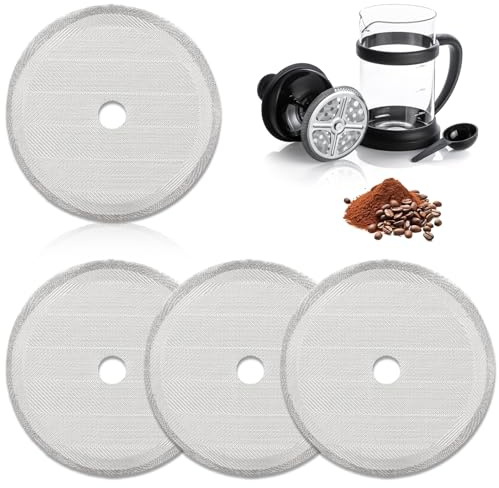 4 Pack 2.75in Cafetiere Mesh Coffee Press Filter Mesh Replacement | Stainless Steel Cafetiere French Press Replacement Screen Coffee Filters for 12 OZ/ 350 ml