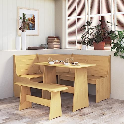 ShGaxin Eckbank, Sitzbank Esszimmer, Küchenbank, Bank Esszimmer, Hockerbank, Pflanzenbank, Betthocker, Sitzecke Küche, 151 cm Massivholz Kiefer Honigbraun