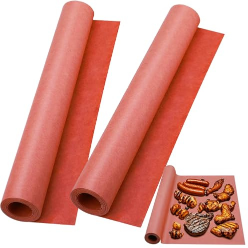 saerryor 2 Roll Pink Butcher Paper for Smoking Meat, 40cm x 10m Unbleached Kraft Paper Non-Stick Wrapping Papers for Grill, BBQ, Smoker, Fish, Meat