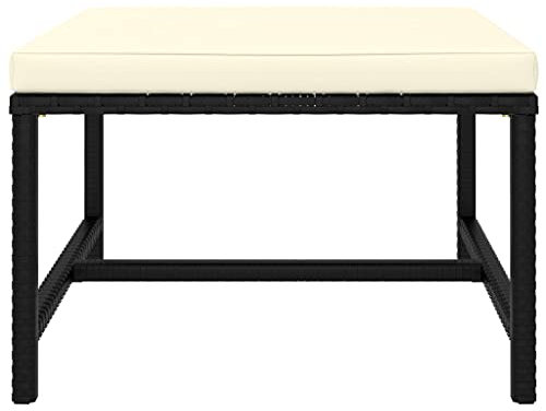 HETFTJN Kleine Couch Gartenlounge Outdoor Sofa Mini Couch - Modular-Fußhocker mit Kissen Schwarz Poly Rattan für Speisesaal Balkon Schwimmbad Garten