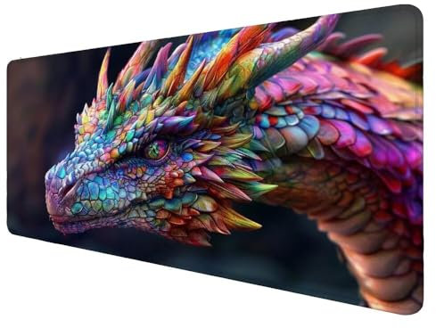 Mouse Mat Color Mouse Pad 1600x800x3mm Gaming Mouse Pad Dragon Mousepad with Water Resist Anti-Slip Rubber Base,Stitched Edges Large Desk Mat Mouse Pad Desktop protection, for Home Decoration D-802