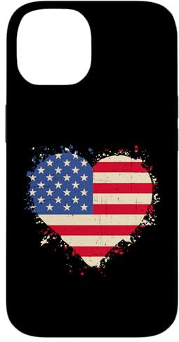 USA-Flagge, Herz, Used-Look, patriotisch Hülle für iPhone 14