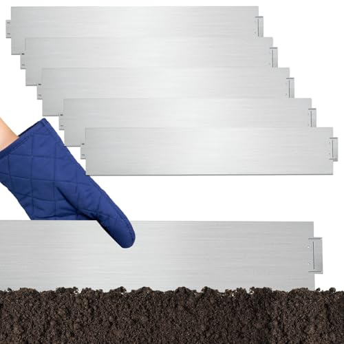 Eikuavons Rasenkante verzinkt Metall, Beeteinfassung 5m 10m 15m 20m 25m 30m 35m 40m 45m 50m 100x15cm oder 100x18cm, Flexible Verformbar Beetumrandung, Silber (Länge 5m - Höhe 18cm)