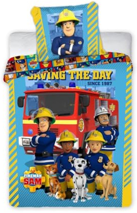 Faro Feuerwehrmann Sam Kinderbettwäsche-Set 100x135 cm, 40x60 cm