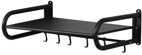 XVHOAB Microwave Shelf Wall Mount Heavy Duty Black Stainless Steel Microwave Rack with Hooks for Hanging & Mounting Hardware Space-Saving Smooth Wall Bracket for Kitchen Shelf Mount