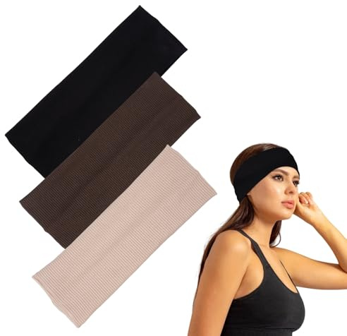 3 Pezzi Antiscivolo Elastica Fascia per Capelli Donna, Morbido Traspirant