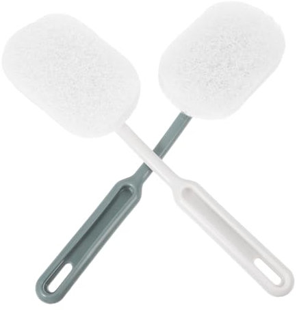 ULTECHNOVO 2Pcs Long Handled Bathroom Brush Scouring Pad Plastic Handle for Tub and Floor Cleaning Versatile for Home Use