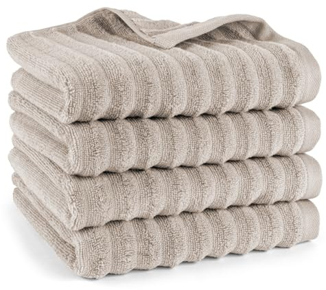 Pure Label Handtuch 4-TLG. 4x50x100cm 100% Baumwolle Oeko-TEX weich, Taupe | Spürbar weich, saugstark und ideal für Bad, Gäste und täglichen Komfort