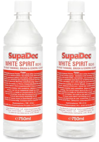 White Spirit 750ml – Pack of 2 – Paint Thinner & Remover – White Spirit for Cleaning Brushes & Degreasing – Ideal for Oil-Based Paints & Household Use