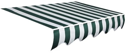 WBQYIPD Tessuto di Ricambio for Tende da Sole in Tela Patio, Telo Poliestere A Righe Bianche E Verdi, Idrorepellente Resistente Ai Raggi UV(200x150cm/6.6x4.9ft)