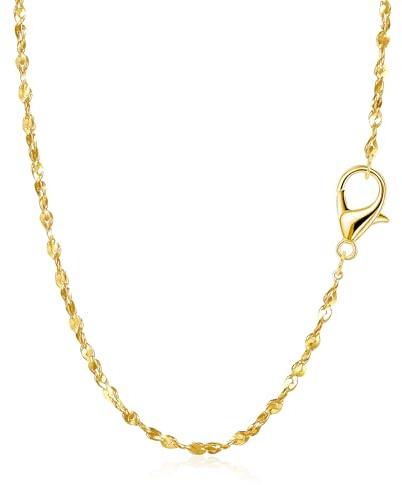 RMMD Kette Gold Damen, 18K Vergoldet Dünne GoldKette ohne Anhänger Kette Goldene Halskette Damen Ketten Schmuck Gold Necklace Women Jewelry Geschenke für Freundin Frauen Teenager Mädchen