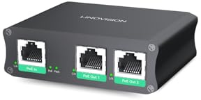 LINOVISION Répéteur PoE Industriel Gigabit 2 Ports, Alimentation Passthrough et Division d’un PoE 30W vers deux Caméras PoE ou Points d’Accès sans fil, Répéteur ou Amplificateur PoE pour une Extension