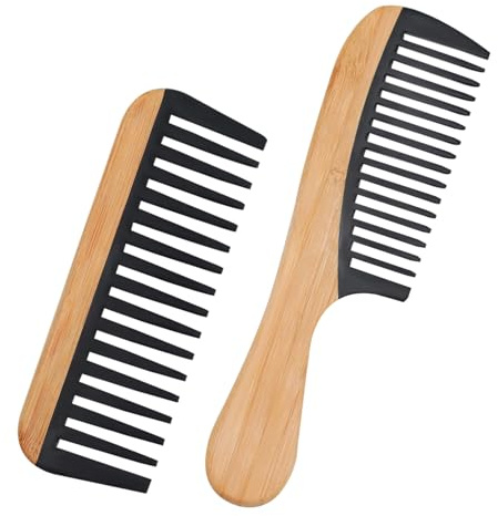 2 Stück Holzkamm, Antistatisch Breite Haarkamm, Natürliches Haarbürste Holz für Damen, Herren, Kinder Alle Haartypen