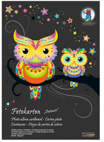 Fotokarton-Block Intensiv, DIN A4, 300g/qm, 10 Blatt, 10 sortierte Farben