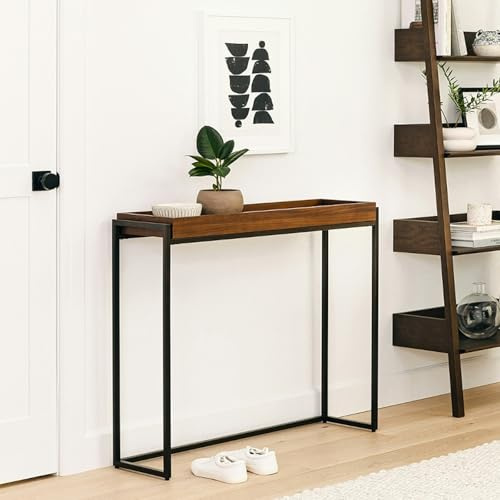 SEIFE Mesa de Entrada Moderna de Nogal para Sala de Estar, mesas Consola para decoración del hogar, mesas auxiliares estrechas para sofá, para recibidor, Pasillo, Entrada, Sala de Estar(80cm/31.4in)