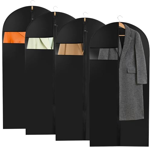 4 Pezzi Custodie per Abiti, Copriabiti da Armadio Antipolvere e Lavabile, Porta Vestiti da Viaggio Pratico, Porta Abiti con Taille 120 x 60 cm, Adatto per Maglioni, Piumini, Cappotti e Jeans