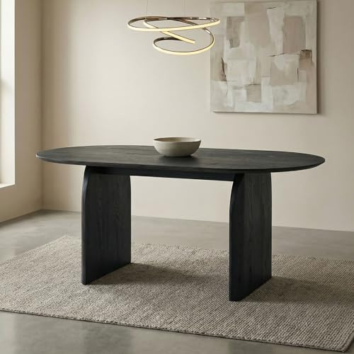 IDIMEX Esstisch MALA mit ovaler Tischplatte 180 x 90 cm, Schwarz - Esszimmertisch aus MDF, robust und stabil, ideal für Küche und Essbereich, bietet Platz für 6 Personen, Pflegeleichte Oberfläche