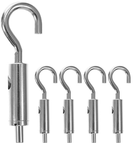 CALLARON 5pcs Wire Rope Turnbuckle and Suspension Hook Set, Steel Wire Rope Tensioner with Eye Turnbuckles for Industrial Lifting and Advertising Banner Hanging Accessories