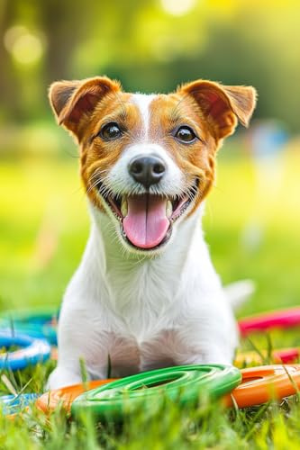 Jack Russell Terrier Next to The Frisbee 1000 Pieces Puzzle for Adults, Educational Intellectual Jigsaw Puzzle, Animal Fantasy Puzzles for Adults Fun Game 20 * 28.8 Inch