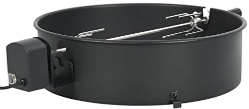sephironlbb Juego de asador para barbacoa de 57 cm, acero esmaltado negro, pincho de acero inoxidable y motor eléctrico para barbacoa de carbón vegetal y ahumador, incluye accesorios de montaje, ideal
