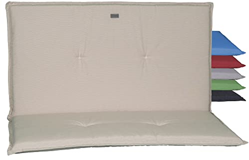 acamp Sitzauflage Bank Paddy Model O | Gartenbank Auflage Made in EU nach Öko-Tex Standard | UV-beständige Auflage Bank mit Ausbleich-Schutz | Atmungsaktive Sitzbank Auflage in Beige