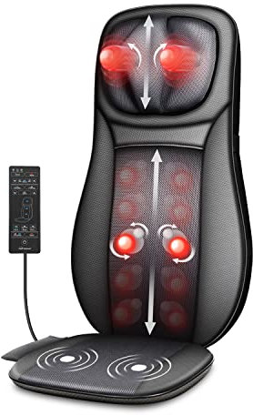 Snailax shiatsu Neck & Back Massager with Heat, Full Back Kneading Shiatsu or Rolling Massage, Massage Chair pad with Height Adjustment, Back Massager for Neck and Shoulder, Gifts for Women,Men